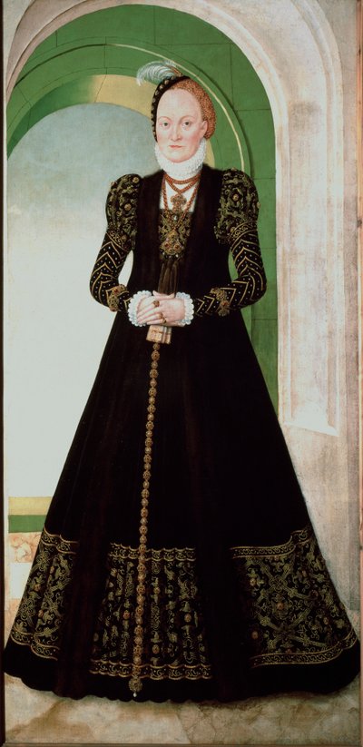 Portrett av Anne av Danmark (1532-1585) Kone til kurfyrst Augustus av Sachsen (1526-1586) Maleri av Lucas Cranach den unge (1515-1586) 1565 Søn. 215x104 cm Vienna Kunsthistorisches Museum av Lucas the Younger Cranach