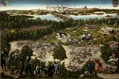 Stag Hunt av kurfyrst John Frederick av Lucas the Younger Cranach