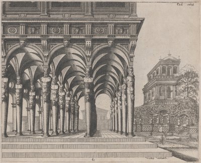 Loggia med Satyrvilkår og hage av Lucas van Doetechum and Johannes