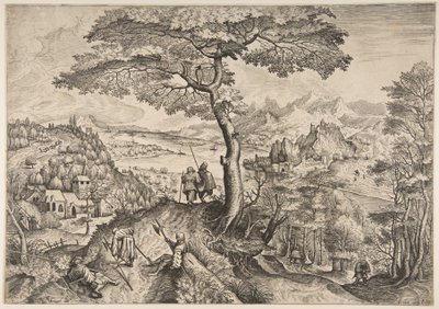 Soldiers at Rest Milites Requiescentes fra The Large Landscapes, ca. 1555-56 av Lucas van Doetecum