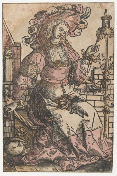 spinnende kvinne av Lucas van Leyden (attributed to)