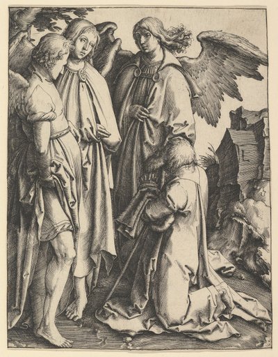 Abraham og tre engler, ca. 1513. av Lucas van Leyden
