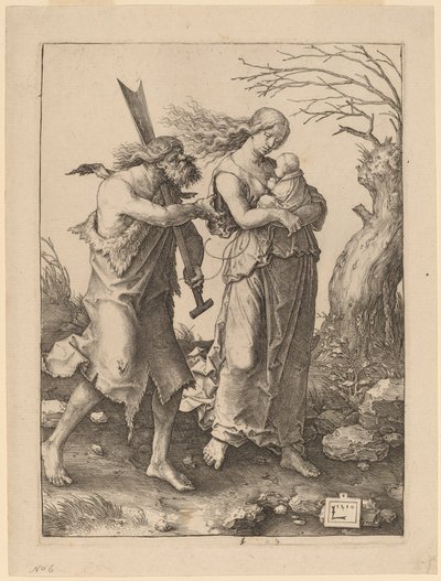 Adam og Eva etter deres utvisning fra paradiset av Lucas van Leyden