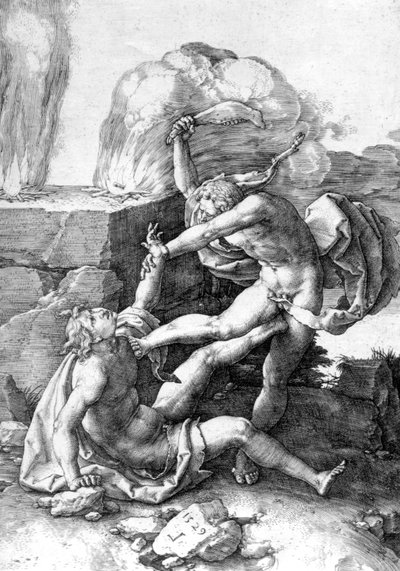 Kain dreper Abel av Lucas van Leyden
