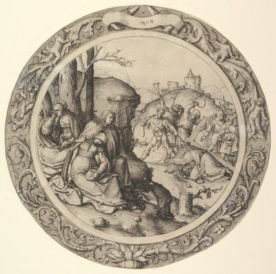 Kristus bærer korset, fra Circular Passion, 1509. av Lucas van Leyden