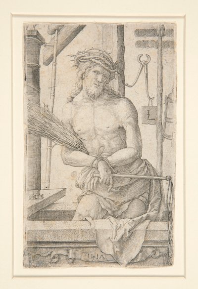 Kristus som sorgens mann med lidenskapens redskaper av Lucas van Leyden