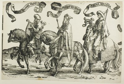 David, Salomo, Rehabeam, plate én, fra De tolv konger av Israel av Lucas van Leyden