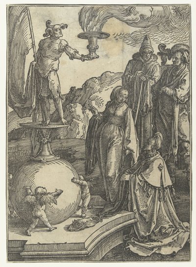 Salomos avgudsdyrkelse Liten serie kvinnelister (serietittel) av Lucas van Leyden