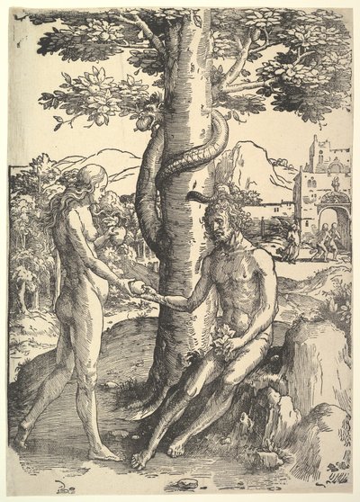 Menneskets fall, Adam og Eva, ca. 1514. av Lucas van Leyden