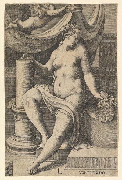 Fortitude, fra serien The Seven Virtues, 1530. av Lucas van Leyden