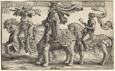 Hector of Troy, Alexander of Macedon, Julius Caesar, fra The Nine Heroes av Lucas van Leyden