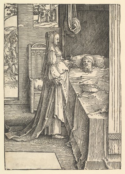 Jesabel lover Nabots vingårder til kong Akab, ca. 1517. av Lucas van Leyden