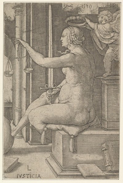 Rettferdighet, fra serien The Virtues, 1530. av Lucas van Leyden