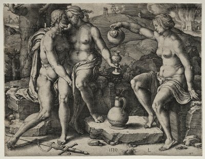 Lot og hans døtre, 1530. av Lucas van Leyden