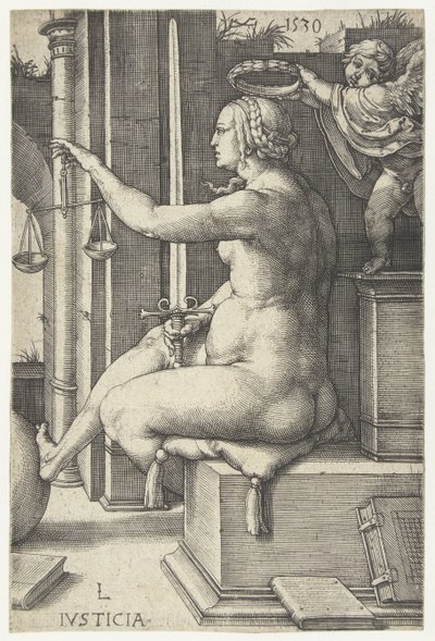 Rettferdighet Iusticia (tittel på objekt) Seven Virtues (serietittel) av Lucas van Leyden