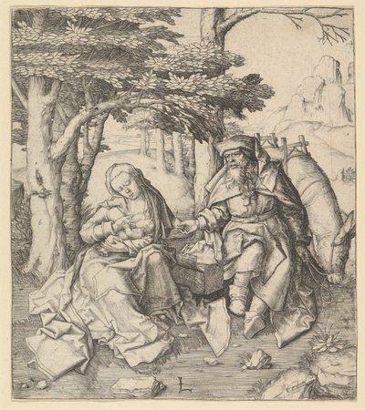 Hvil på flyturen til Egypt, ca. 1506. av Lucas van Leyden