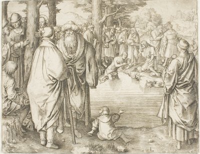 Kristi dåp i elven Jordan av Lucas van Leyden