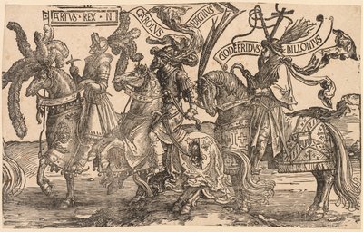 De ni heltene: Arthur, Charles the Great (Charlemagne), Godfrey of Bouillon av Lucas van Leyden