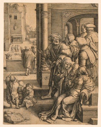 Poeten Virgil hengt i en kurv av Lucas van Leyden