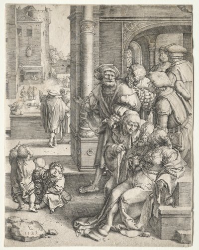 Poeten Virgil suspendert i en kurv, 1525. av Lucas van Leyden