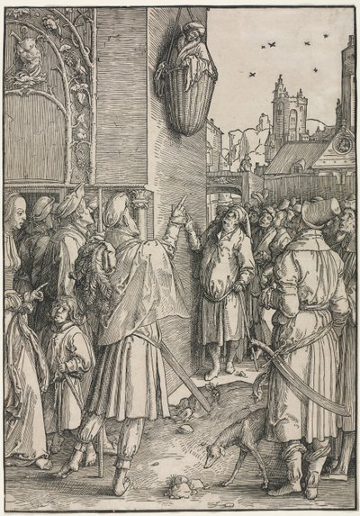 The Power of Women: Poeten Virgil Suspended in a Basket, ca. 1512. av Lucas van Leyden