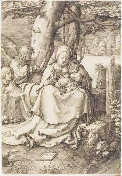 Jomfruen og barnet med to engler av Lucas van Leyden