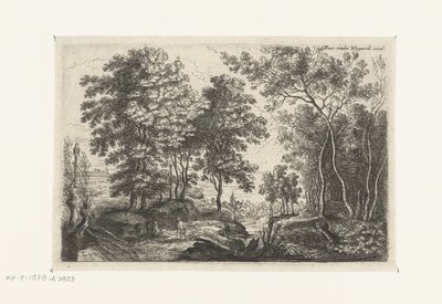 Landskap med en bekk gjennom en skog Seks landskap (serietittel) av Lucas van Uden