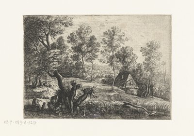 Landskap med hus og brønn Fem landskap (serietittel) av Lucas van Uden