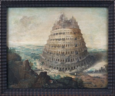 Babel-tårnet. Maleri av Lucas Van Valkenborch (ca. 1535-1597), olje på tre, flamsk kunst av Lucas van Valckenborch