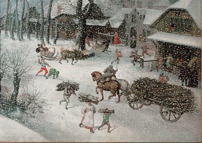 Vinter (februar), detalj (olje på lerret) av Lucas van Valckenborch