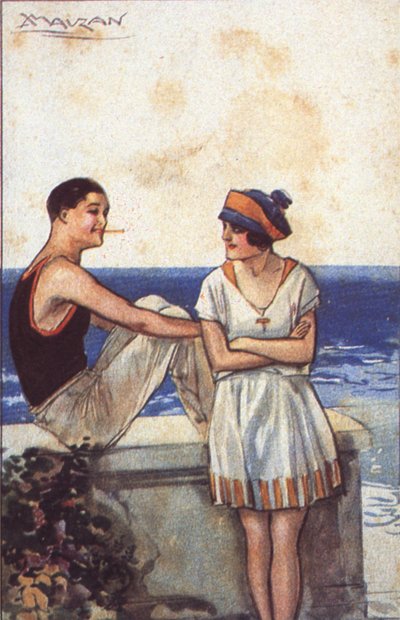 Ferieromantikk (farge litho) av Luciano Achille Mauzan