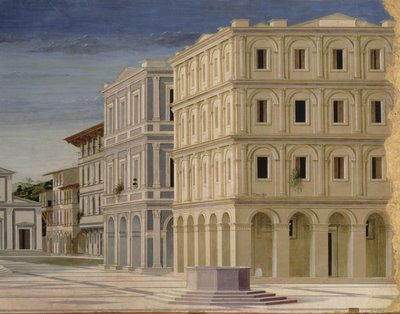 Utsikt over en ideell by, eller Guds by, etter 1470 detalj av 80057 olje på panel av Luciano Laurana