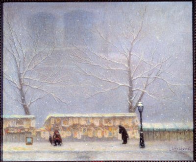 Notre Dame von der linken Uferseite bei Schneewetter gesehen von Lucien Levy-Dhurmer