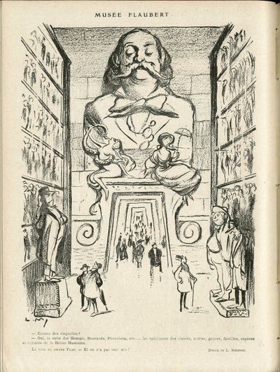Illustrasjon i Le Rire, 24/12/21 - Museum Flaubert (gravering) av Lucien Metivet