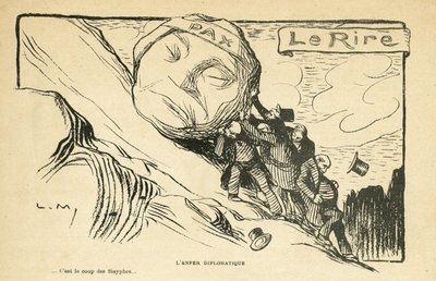 Illustrasjon i Le Rire, 28/12/12 - diplomatisk helvete - Krig 14-18 (gravering) av Lucien Metivet