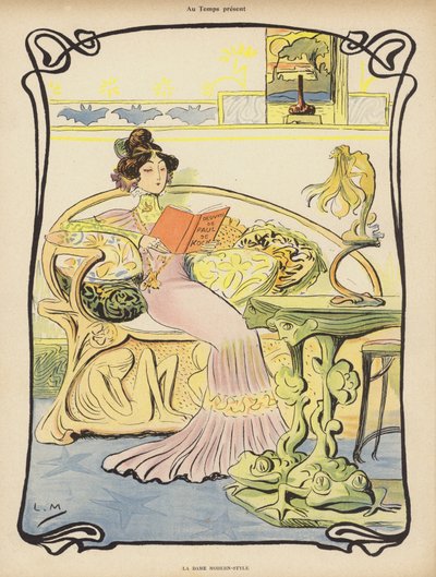 The Modern Lady (farge litho) av Lucien Metivet