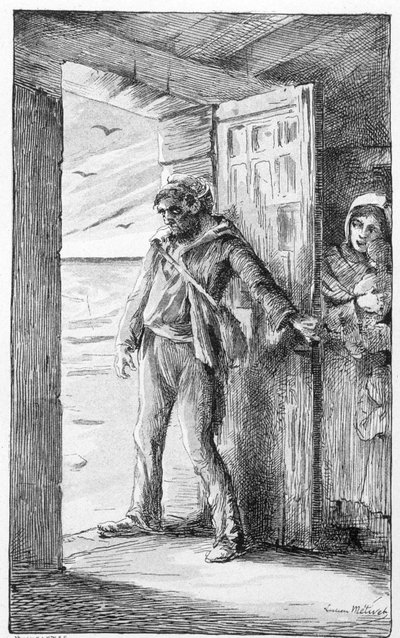 illustrasjon for sangen "le retour du marin" (gravering) av Lucien Metivet