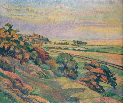 Rye fra Cadborough, solnedgang, 1913 av Lucien Pissaro