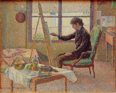 Kunstnerens atelier - portrett av broren av Lucien Pissarro