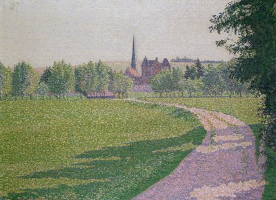 Eragny kirke, 1886 av Lucien Pissarro