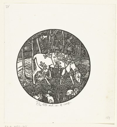 beitende hjort av Lucien Pissarro