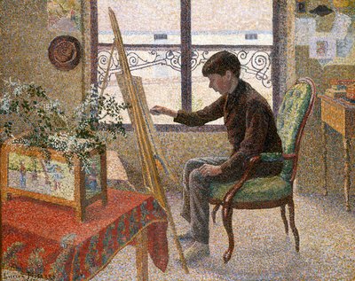 Interiør i studioet (olje på lerret) av Lucien Pissarro