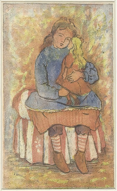 Jente med dukke av Lucien Pissarro