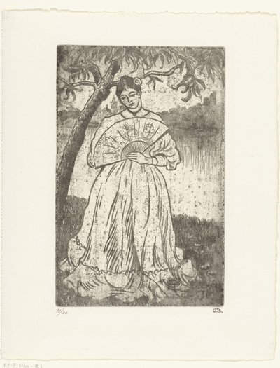 Kvinne med vifte av Lucien Pissarro