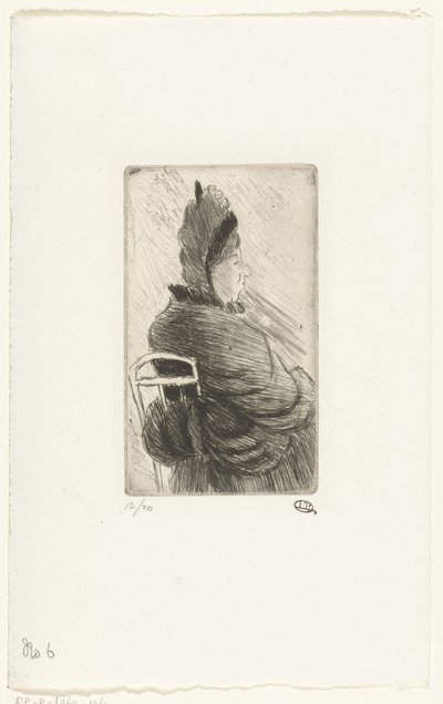 sittende kvinne Eldre dame på en hagestol av Lucien Pissarro