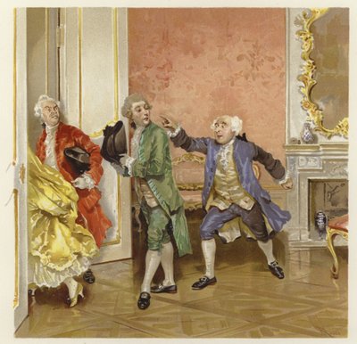 Illustrasjon for The School for Scandal (chromolitho) av Lucius Rossi