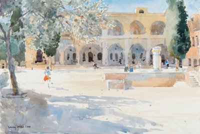 Batei Mahase Square, Old Jerusalem, 2019 (w/c på papir) av Lucy Willis