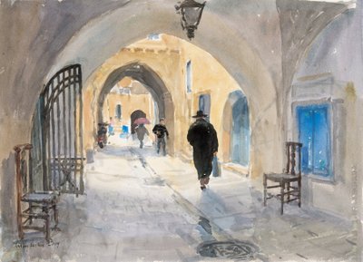 Going Home, Habad Street, Jerusalem, 2019 (w/c på papir) av Lucy Willis