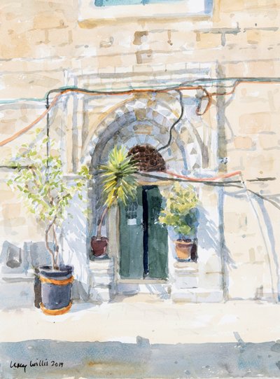 I The Muslim Quarter, Jerusalem, 2019 (w/c på papir) av Lucy Willis