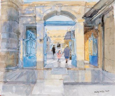 Morgen i Jerusalem, 2019 (akvarell på papir) av Lucy Willis
